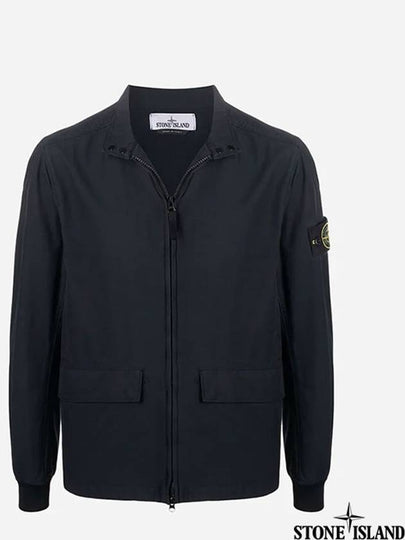 Men's Nylon Cotton Batavia Garment Dyed Zip Up Jacket Navy - STONE ISLAND - BALAAN 2