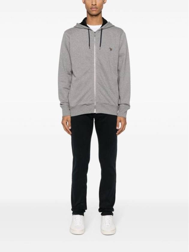 Zebra Logo Cotton Zip Up Hoodie Grey - PAUL SMITH - BALAAN 6