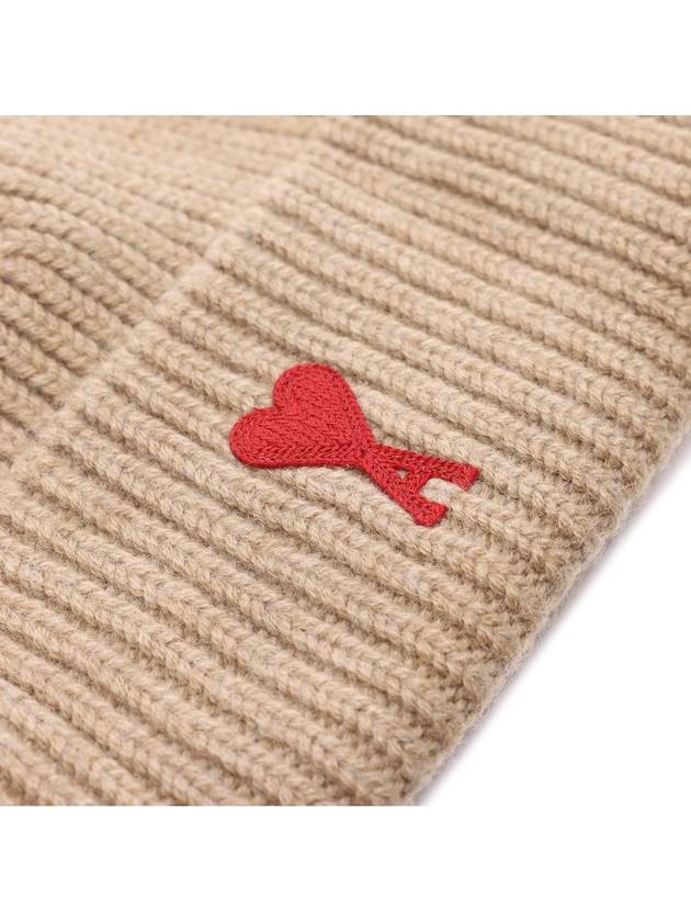 Logo Patch Merano Wool Beanie Camel - AMI - BALAAN 5