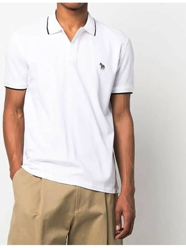 Zebra Patch Regular Fit Short Sleeve Polo Shirt White - PAUL SMITH - BALAAN 2