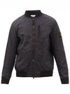 Stone Island Logo Patch Skin Touch Nylon Blend Ribbed Bomber Jacket Black - STONE ISLAND - BALAAN 1