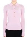 Long Sleeve Polo T-shirt Pink - GANNI - BALAAN 3