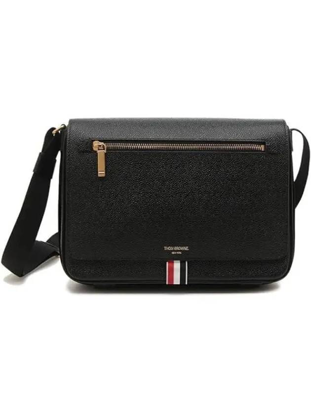 Tonal Strap Leather Reporter Cross Bag Black - THOM BROWNE - BALAAN 2