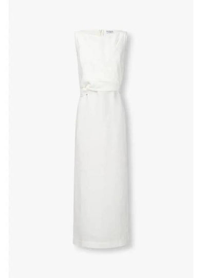 Knot Detail Sleeveless Long Dress White - BRUNELLO CUCINELLI - BALAAN 2