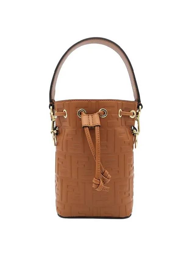 Mon Tresor Small Leather Bucket Bag Brown - FENDI - BALAAN 3