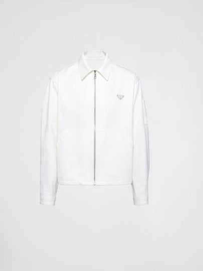 Triangle Logo Bull Denim Zip Up Jacket White - PRADA - BALAAN 2