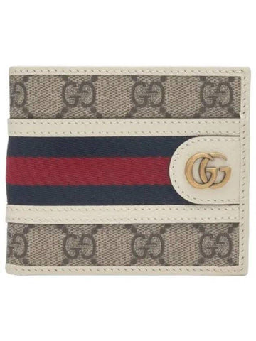 Ophidia GG Web Supreme Canvas Half Wallet White - GUCCI - BALAAN 1