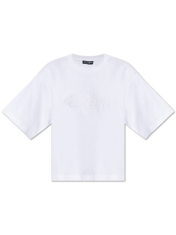 Dolce & Gabbana T-shirt With Embroidered Logo, Women's, White - DOLCE&GABBANA - BALAAN 1