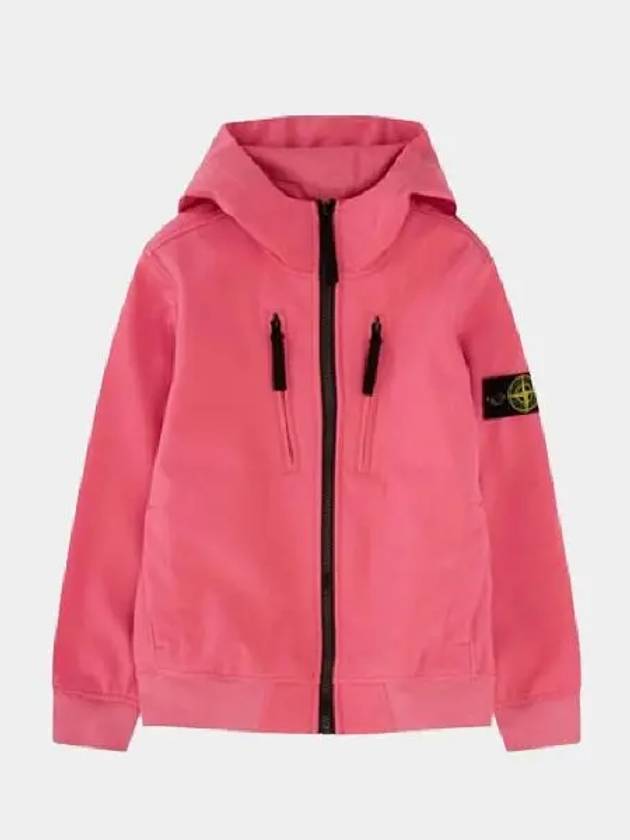 Kids Wappen Patch Soft Shell Zip Up Hoodie Pink - STONE ISLAND - BALAAN 5