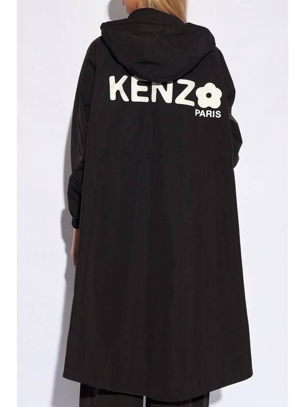 logo applique hooded parka jacket black - KENZO - BALAAN 5