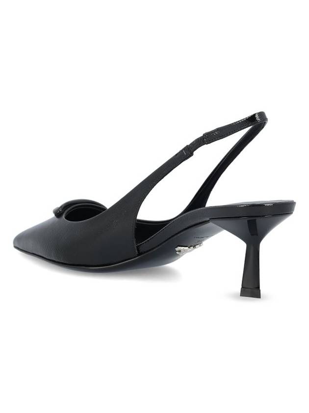 Logo 55mm leather sandal heel black - PRADA - BALAAN 4