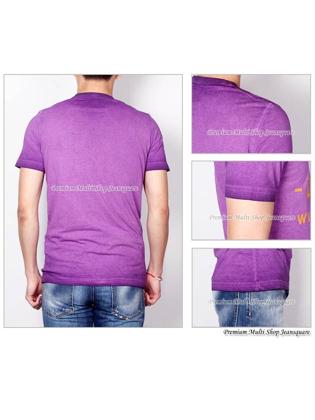 Men's Somewear Printing Vintage Washed Jeans Short Sleeve TShirt 74GC0900 Violet - DSQUARED2 - BALAAN 7