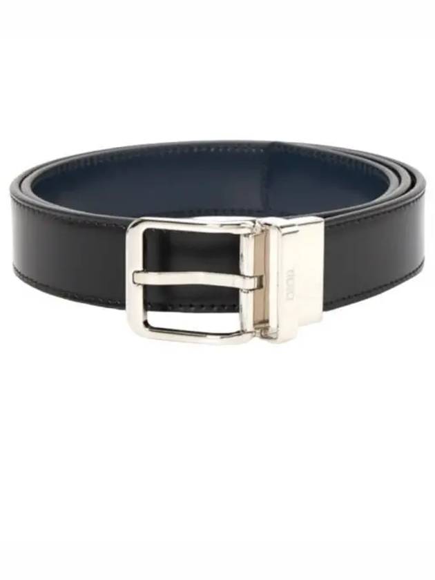 Smooth Leather Reversible Belt Black Navy - DIOR - BALAAN 2