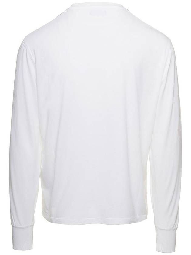 Embroidered Logo Lyocell Cotton Blend Jersey Long Sleeve T-Shirt White - TOM FORD - BALAAN 3