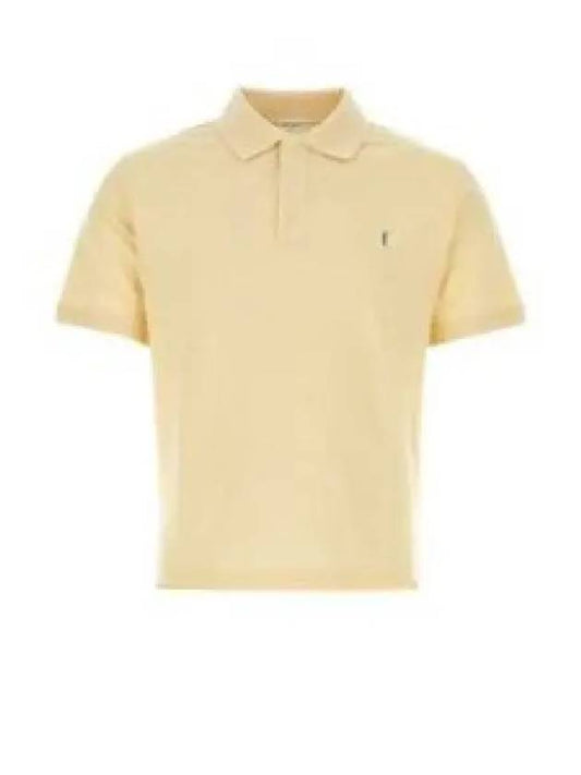 Men's Cassandre Cotton Polo Shirt Beige - SAINT LAURENT - BALAAN 2