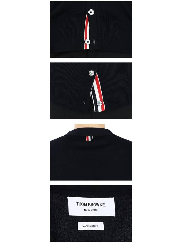 Men's Sustainable Classic Diagonal Wool Cardigan Navy - THOM BROWNE - BALAAN 6