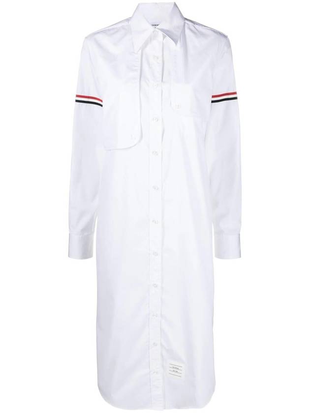 Armband Easy Fit Shirt Midi Dress White - THOM BROWNE - BALAAN 2