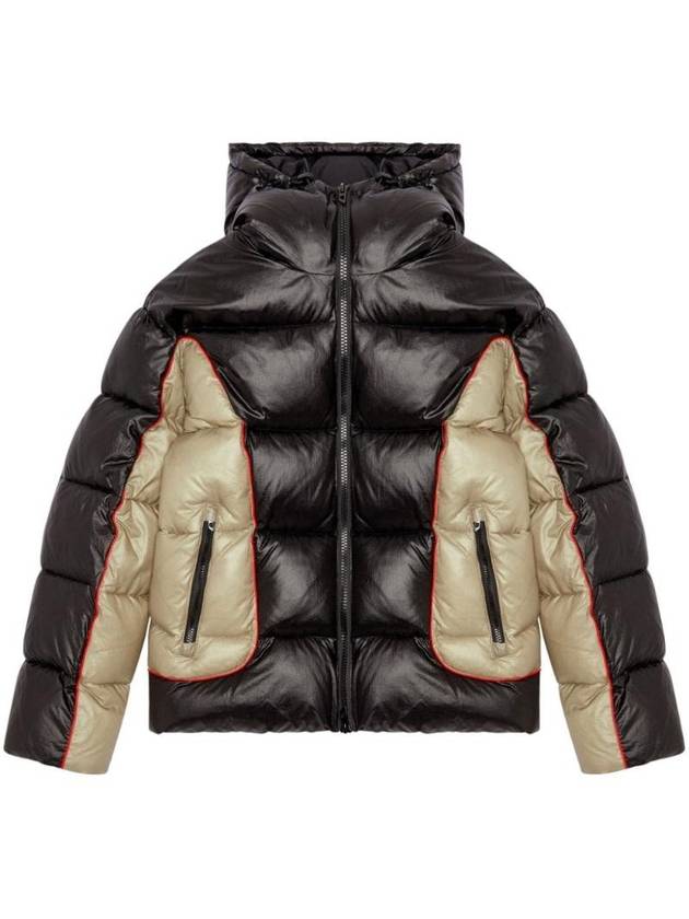 W Ostend Shiny Ripstop Hooded Puffer Padding Black Beige - DIESEL - BALAAN 1