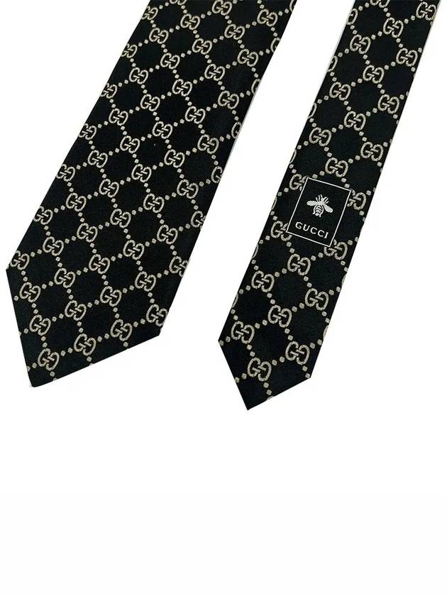 GG Logo Silk Tie Black - GUCCI - BALAAN 4