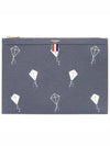 Pebble Grain Half Drop Print Medium Clutch Bag Dark Gray - THOM BROWNE - BALAAN.