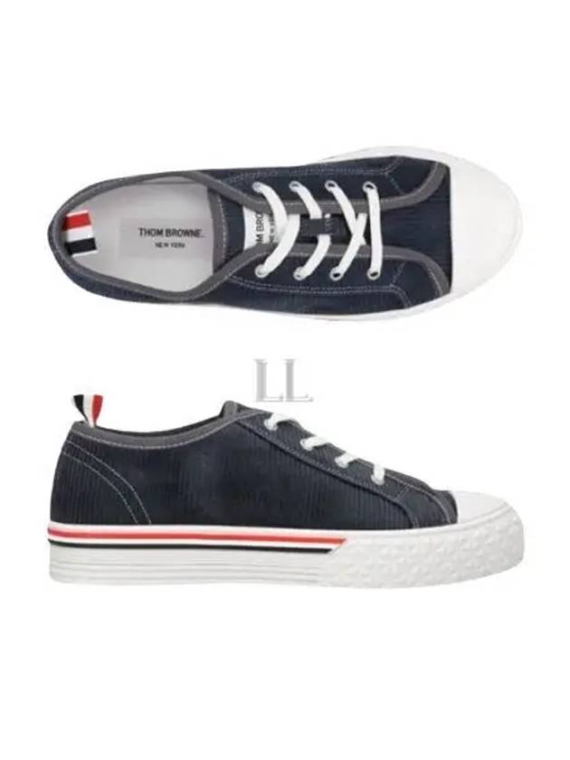 Cotton Lace-Up Low Top Sneakers Navy - THOM BROWNE - BALAAN 2