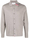 Stripe Merino Jersey Cardigan Light Grey - THOM BROWNE - BALAAN 1