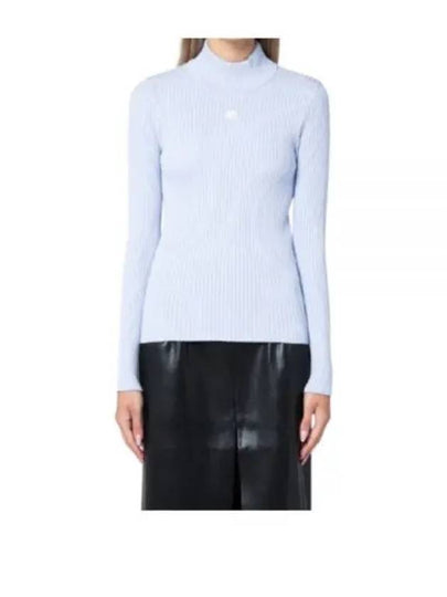 Mockneck Rib Knit Top Blue Sky - COURREGES - BALAAN 2