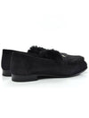 H Mink Fur Suede Loafers Black - HERMES - BALAAN 4