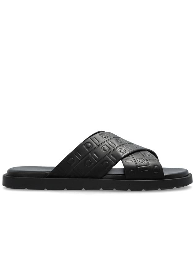 FERRAGAMO Leather Slides Brise, Men's, Black - SALVATORE FERRAGAMO - BALAAN 1