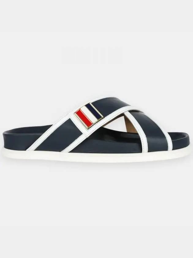 Three Stripes Buckle Cross Sandals Navy - THOM BROWNE - BALAAN 2