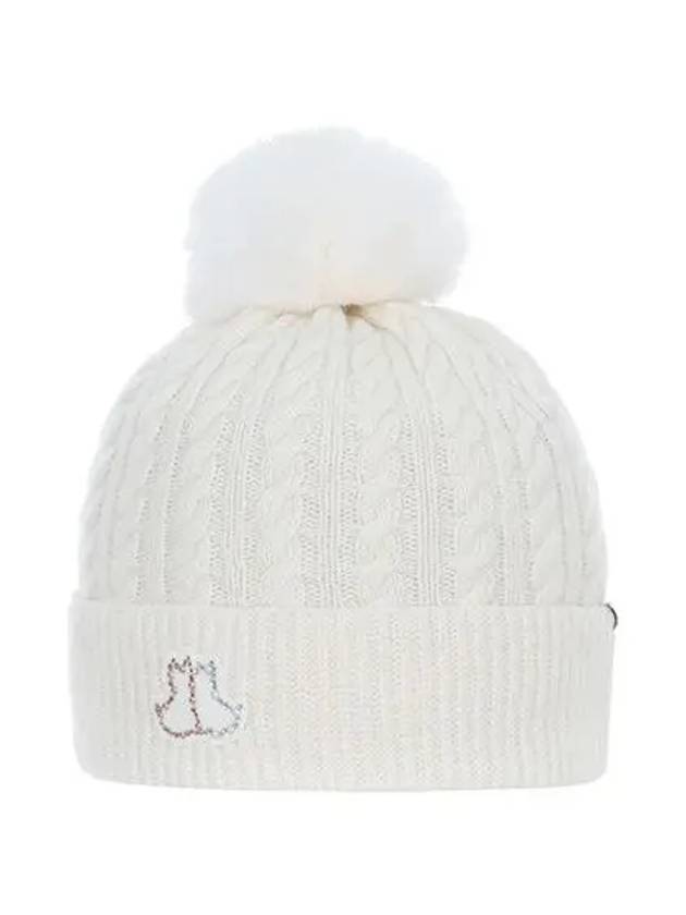 Women s Cashmere Knit Beanie 8504LXAK IVORY - BLACK&WHITE - BALAAN 3