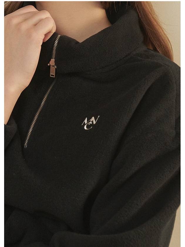 Women's Benini Fleece Half Zip-Up Sweatshirt Black - MICANE - BALAAN 4