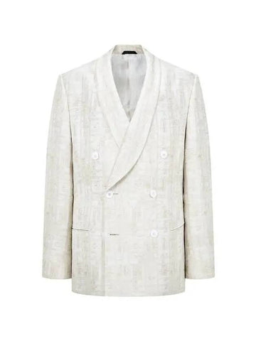 Men s patterned shawl double jacket light beige 270781 - GIORGIO ARMANI - BALAAN 1