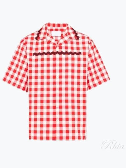 Check Short Sleeve Shirt Red - PRADA - BALAAN 2