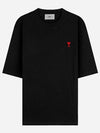 Small Heart Logo Boxy Fit Short Sleeve T-Shirt Black - AMI - BALAAN 2