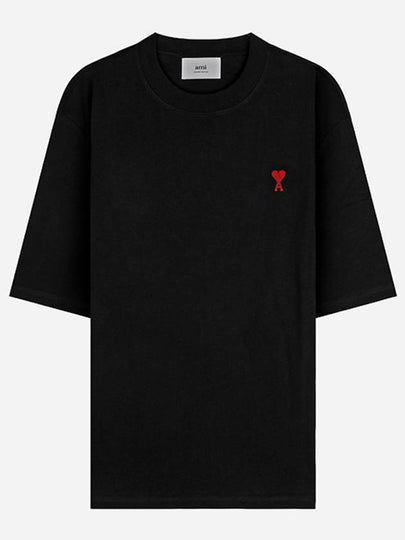 Small Heart Logo Boxy Fit Short Sleeve T-Shirt Black - AMI - BALAAN 2