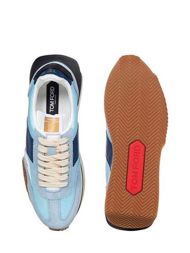 James Suede Lycra Low Top Sneakers Light Blue Cream - TOM FORD - BALAAN 5