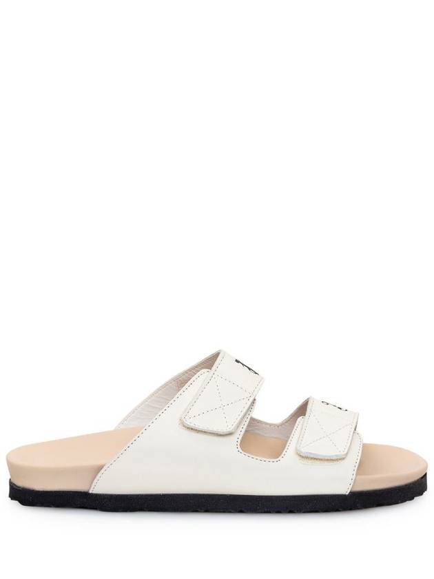 Logo Leather Sandals White - PALM ANGELS - BALAAN 2