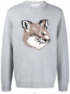 Men's Big Fox Head Classic Pullover Knit Top Gray - MAISON KITSUNE - BALAAN 3