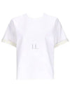 Double Layer Cotton Check Short Sleeve T-Shirt Chalk - BOTTEGA VENETA - BALAAN 2