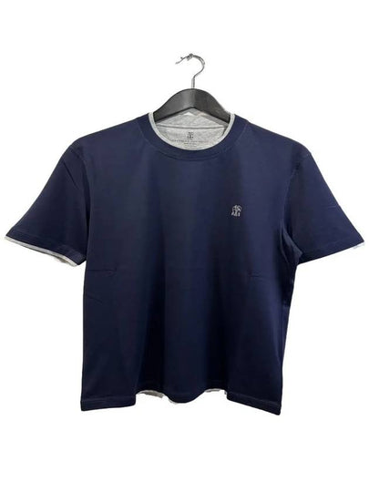 Crew Neck Cotton Short Seeve T-shirt Navy - BRUNELLO CUCINELLI - BALAAN 2