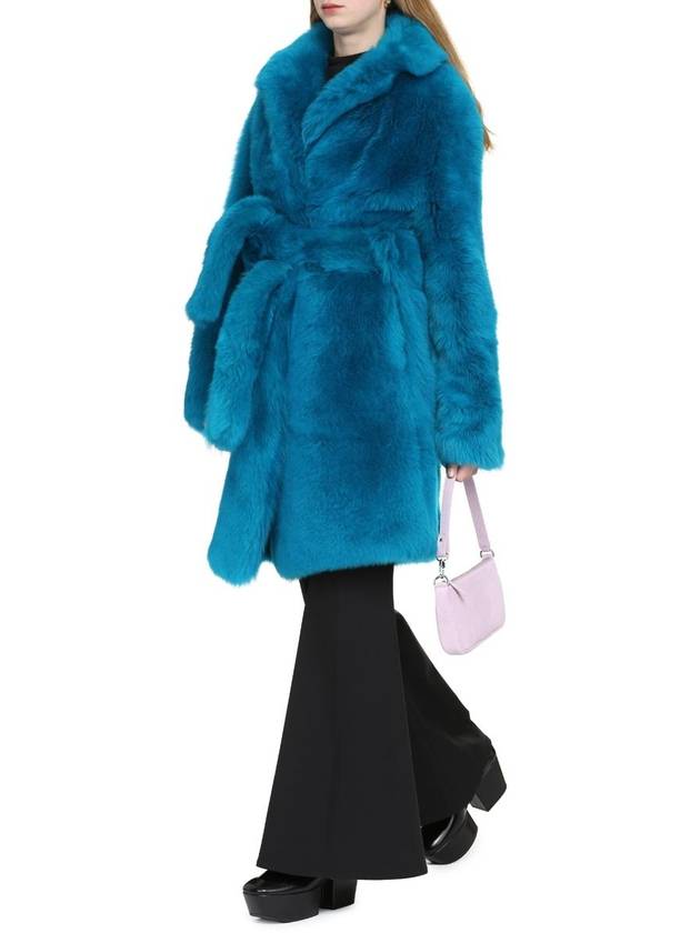 Lambskin Fur Coat Blue - BOTTEGA VENETA - BALAAN 4