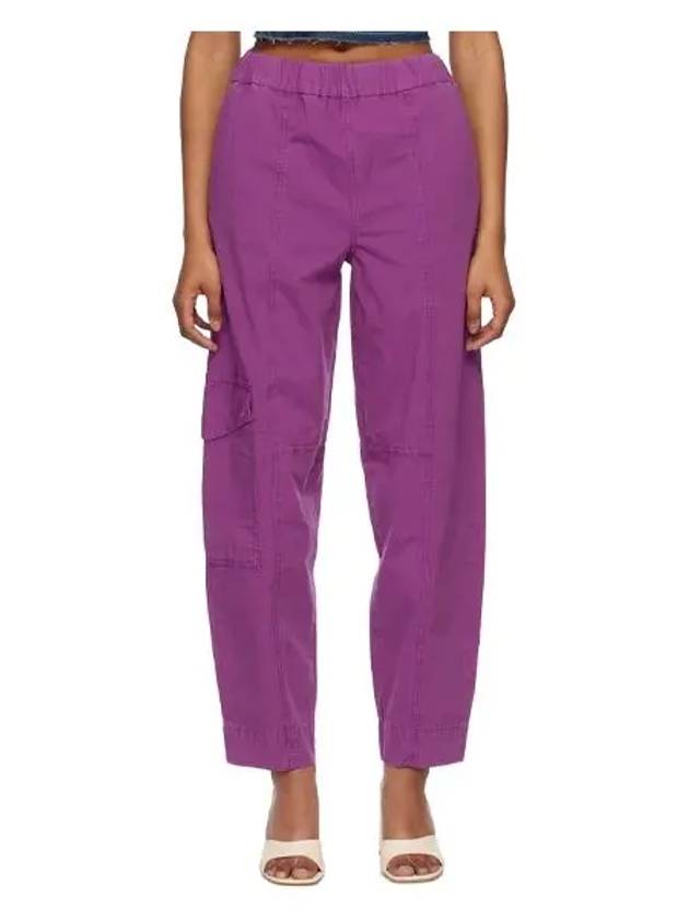 Banding Waist Tapered Straight Pants Purple - GANNI - BALAAN 2