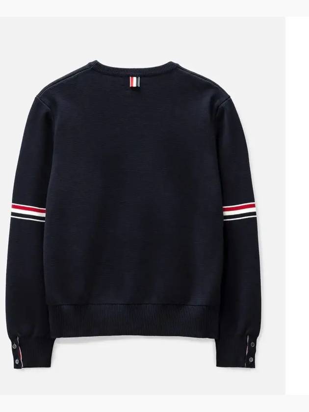 Men's Milan Stitch Armband Crew Neck Knit Top Navy - THOM BROWNE - BALAAN 4