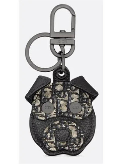 Bobby AirTag Micro Oblique Jacquard Key Holder Beige Black - DIOR - BALAAN 2