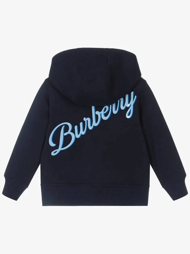 Kids Logo Print Hooded Zip-Up Jacket Navy - BURBERRY - BALAAN 3