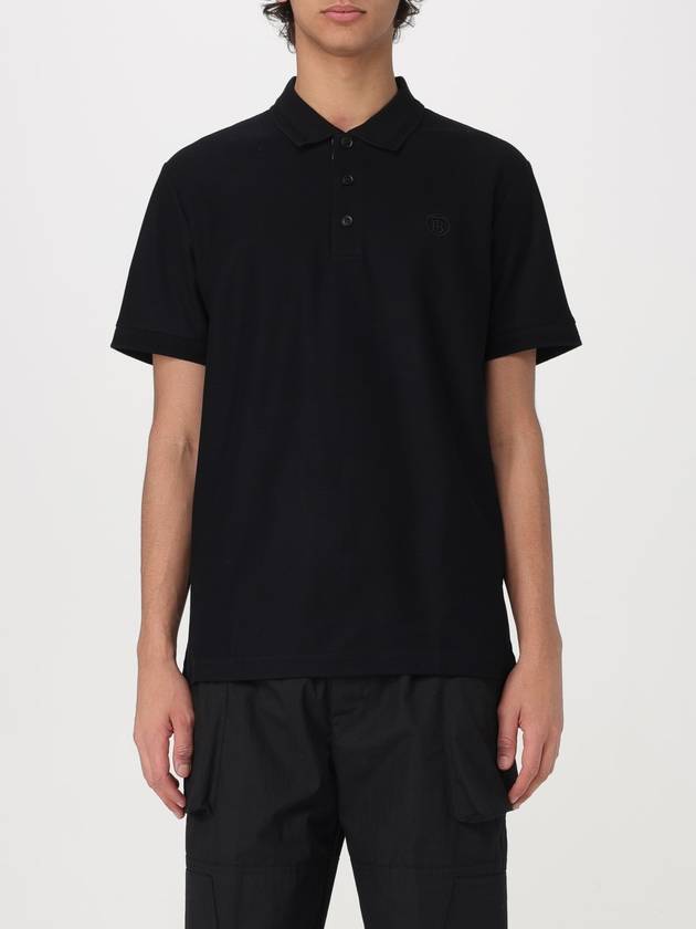 Men's Embroidered Logo Cotton Polo Shirt Black - BURBERRY - BALAAN 2