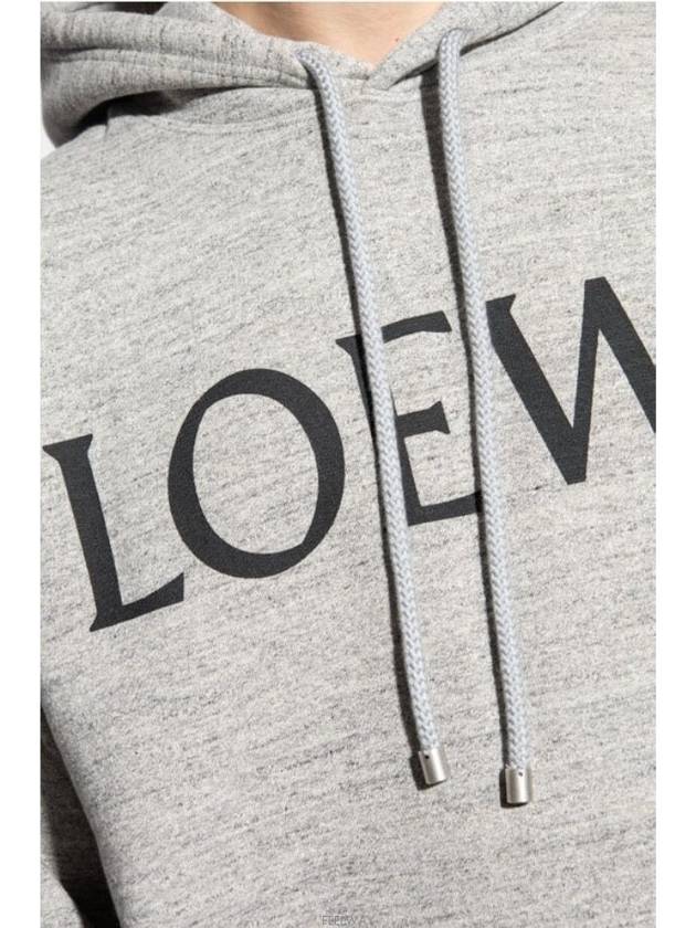 Logo Oversized Fit Cotton Hoodie Grey Melange - LOEWE - BALAAN 4