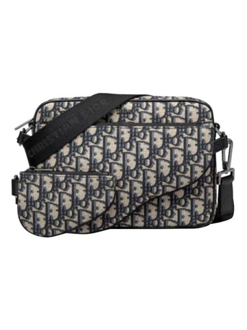 Oblique Jacquard Saddle Triple Pouch Cross Bag Black Beige - DIOR - BALAAN 1