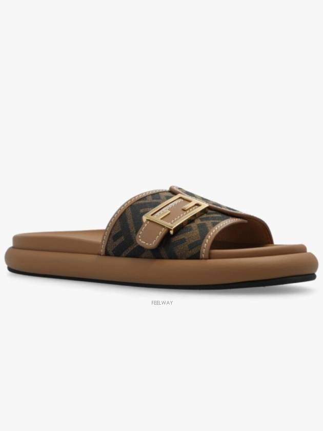 FF Baguette Slide Slippers Brown - FENDI - BALAAN 2